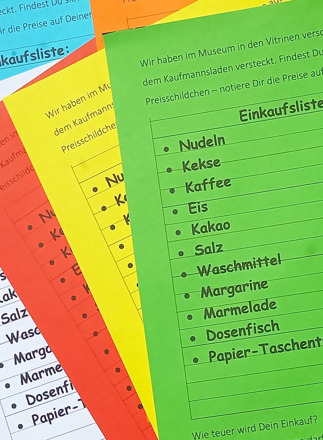 Museumsrallye-Einkaufsliste